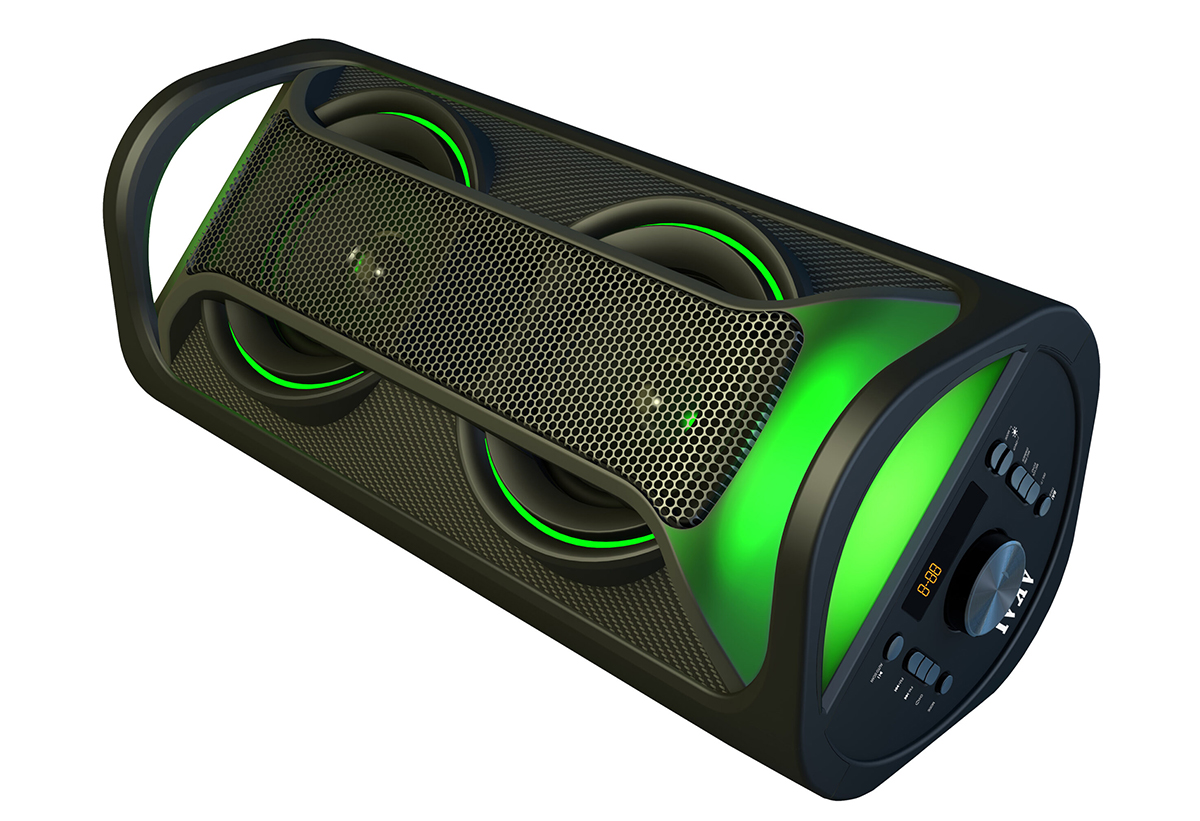 Απεικονίζεται το ηχείο με τις διαστάσεις του.